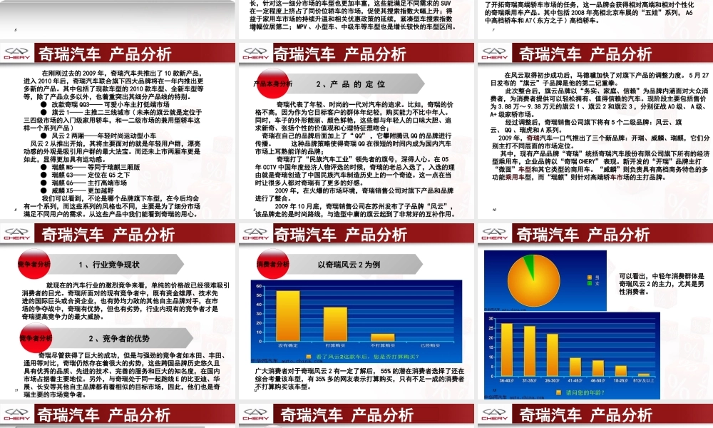 奇瑞汽车产品解析