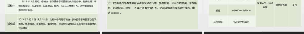 奇瑞汽车公司XXXX年春季关爱活动执行方案