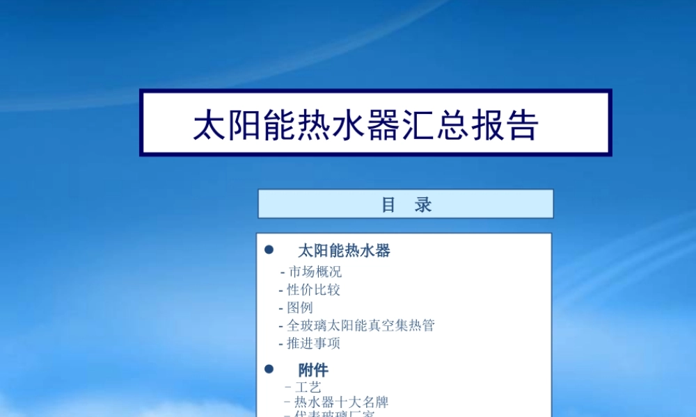 太阳能热水器汇总管理报告书