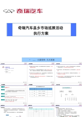 奇瑞汽车市场巡展活动执行方案