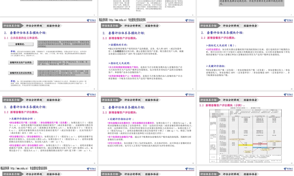 套餐评估工作探讨与交流