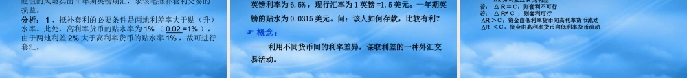 套汇与套利的外汇项目业务分析