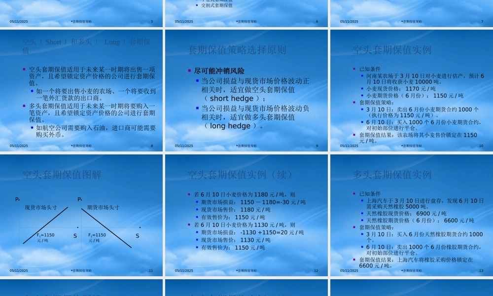 套期保值策略培训教程