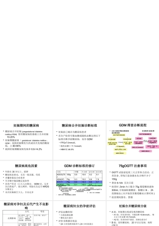 妊娠合并糖尿病的诊断和治疗