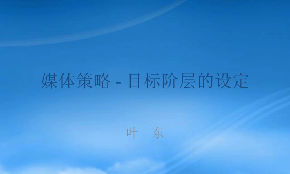媒体策略-目标阶层的设定