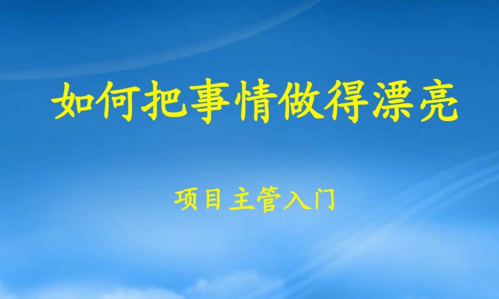 如何把事情做得漂亮项目主管入门