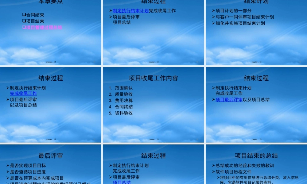 天大研究生软件项目管理Chp14软件项目结束过程