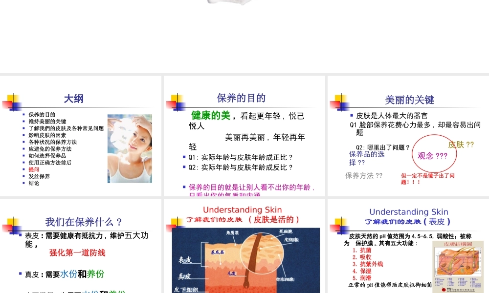 如何保养皮肤(讲稿)