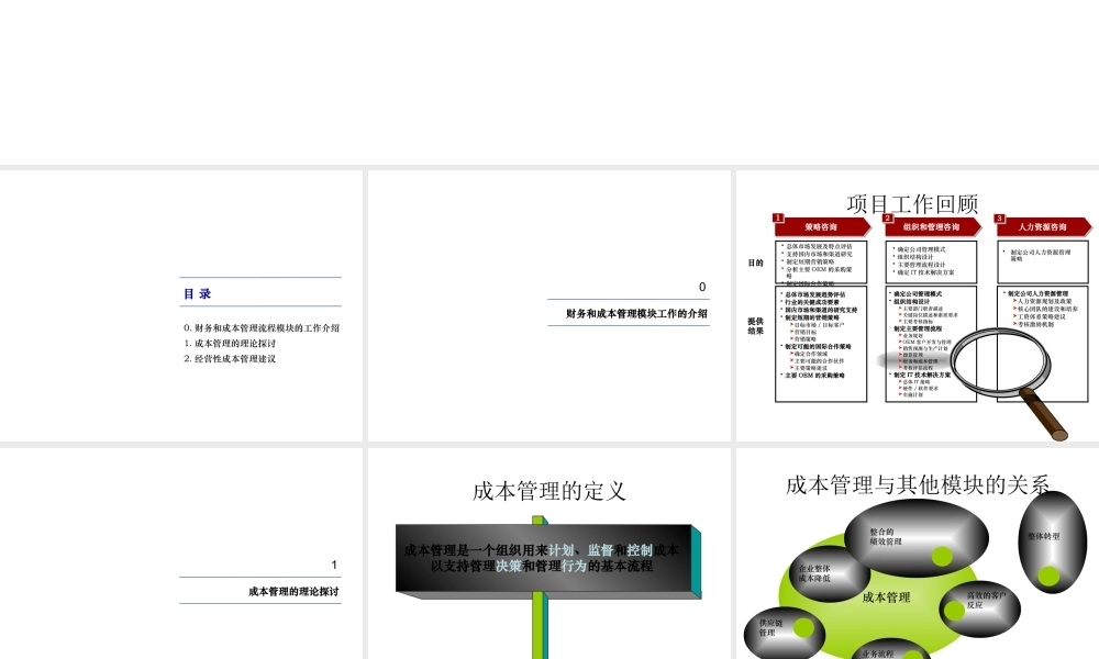 天歌公司成本管理流程—某咨询公司