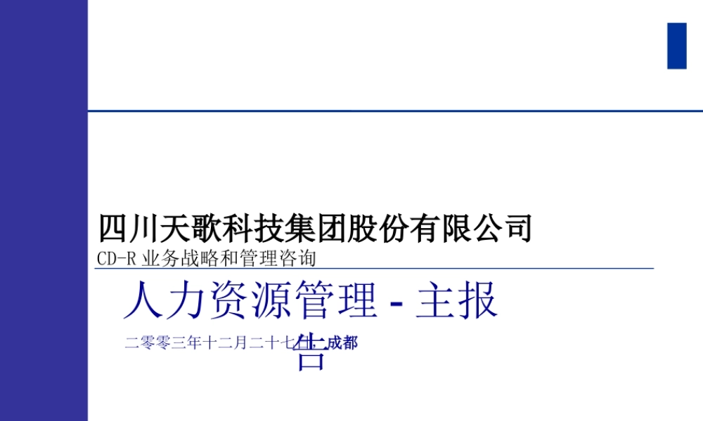 天歌科技集团股份有限公司CD-R业务战略和管理咨询人力资源管理-