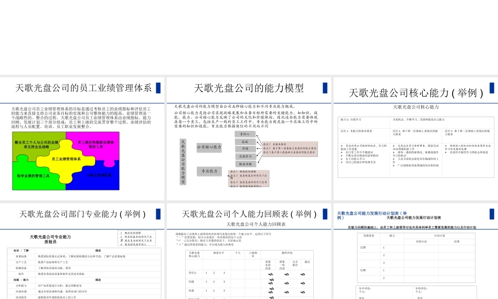 天歌科技能力模型和绩效管理流程