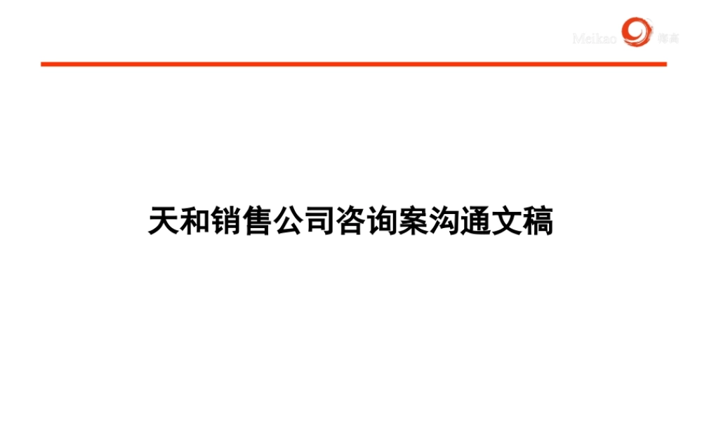 天和销售公司咨询案沟通文稿