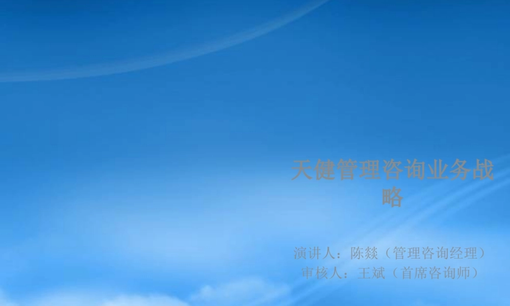 天健管理咨询业务战略内部材料（行业介绍和公司战略PPT）