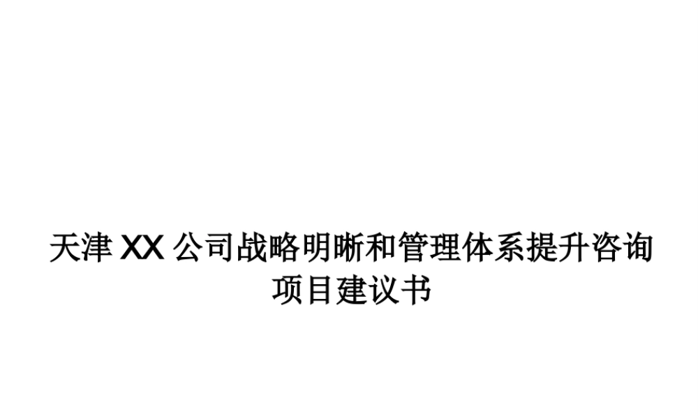天津XX公司战略明晰和管理体系提升咨询项目建议书