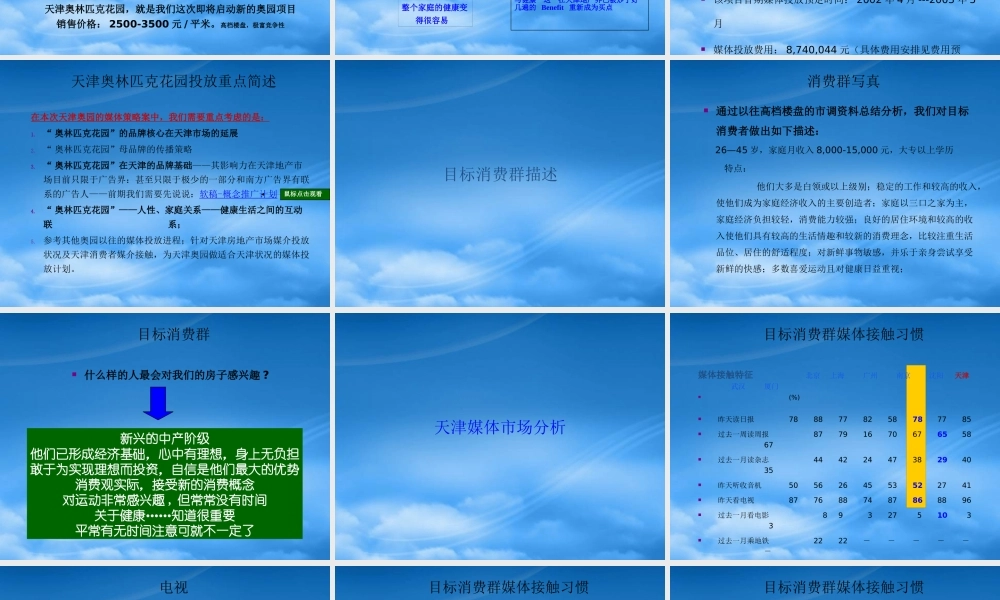 天津奥林匹克花园媒体投放策略提稿