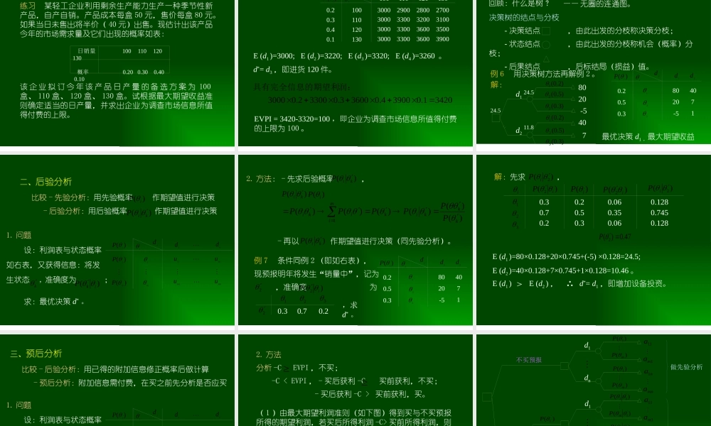 天津大学管理学院运筹学课件第七章 风险型决策