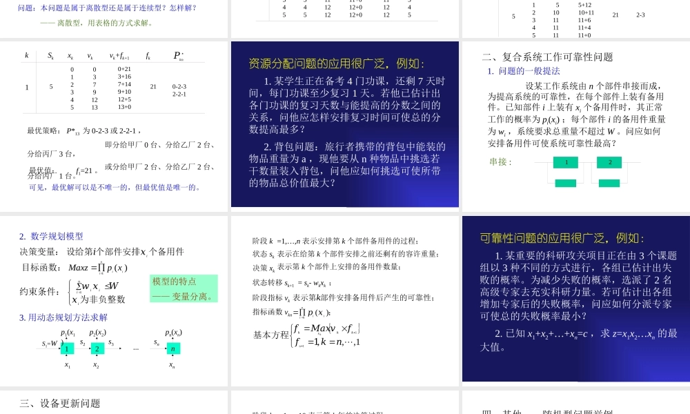 天津大学管理学院运筹学课件九章二节动态规划应用举例