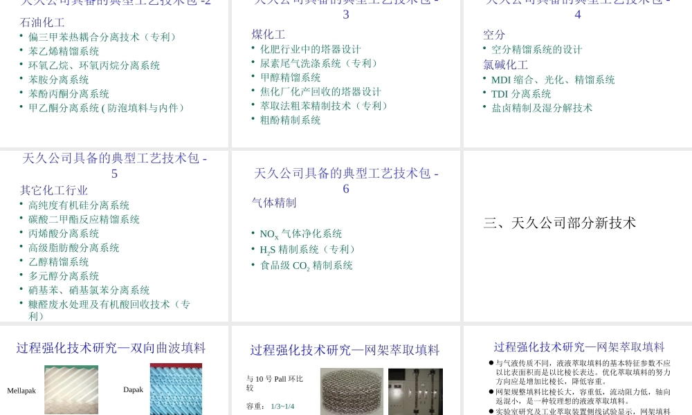 天津大学化学工程研究所天大天财填料塔新技术公司