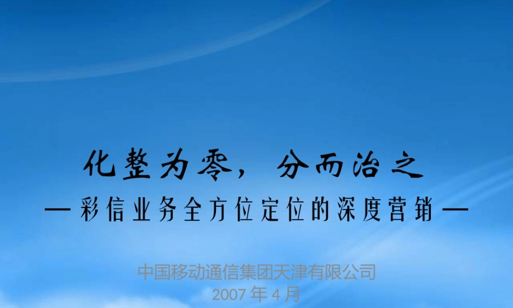 天津公司“彩信业务全方位定位的深度营销”案例(0423)