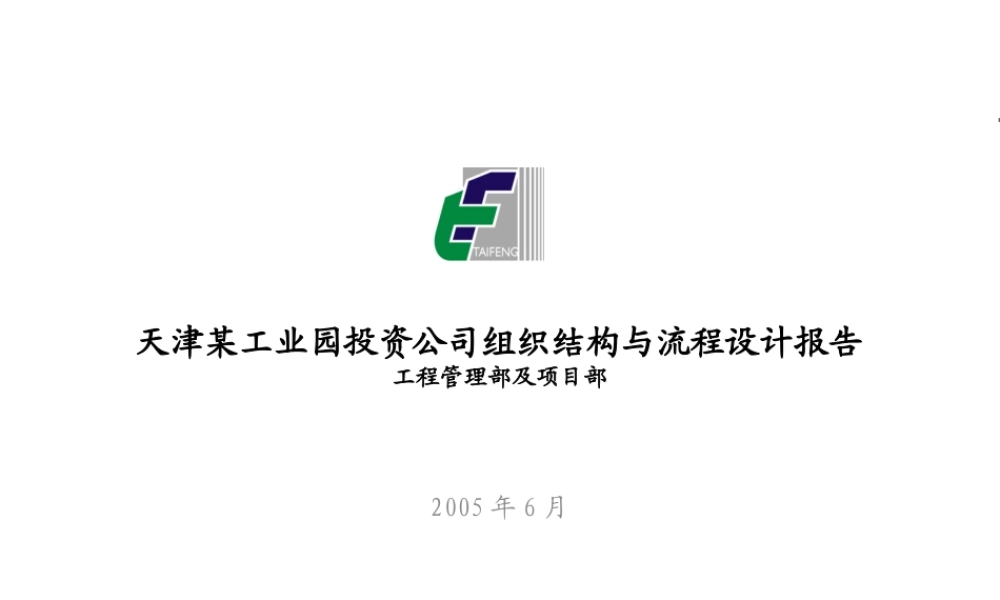 天津某工业园投资公司组织结构与流程设计报告