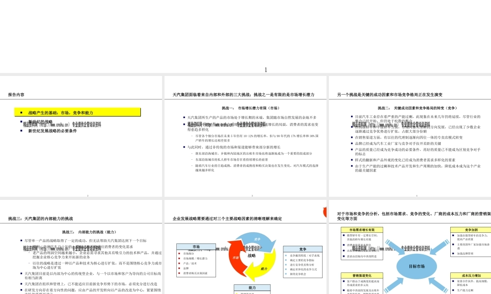 天津汽车工业集团公司发展战略专题培训