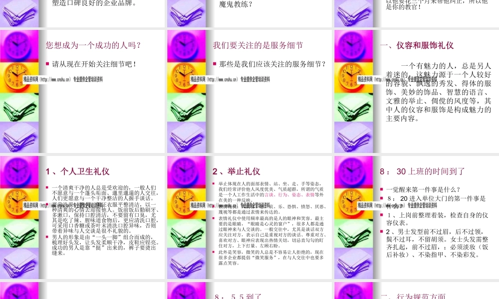 服务礼仪细节演示文稿之将细节做到完美