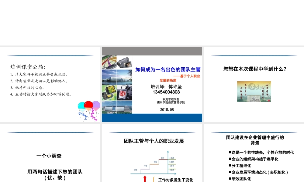 如何成为一名出色的团队主管(傅许坚)