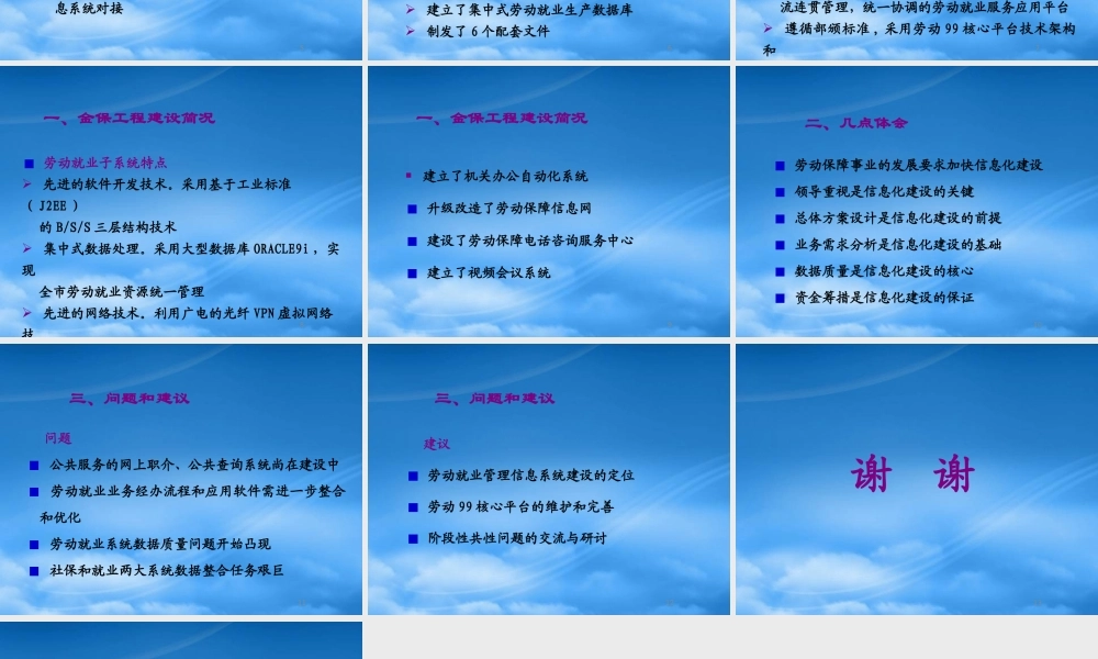 天津市劳动和社会保障管理信息系统一期工程汇报提纲