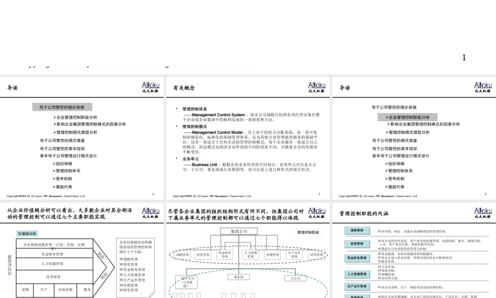 天津泰丰-报告7-母子公司管理体系设计报