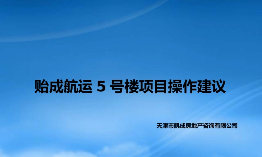 天津贻成航运5号楼项目操作建议_40PPT