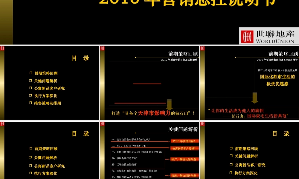 天津招商钻石山XXXX年营销总控说明