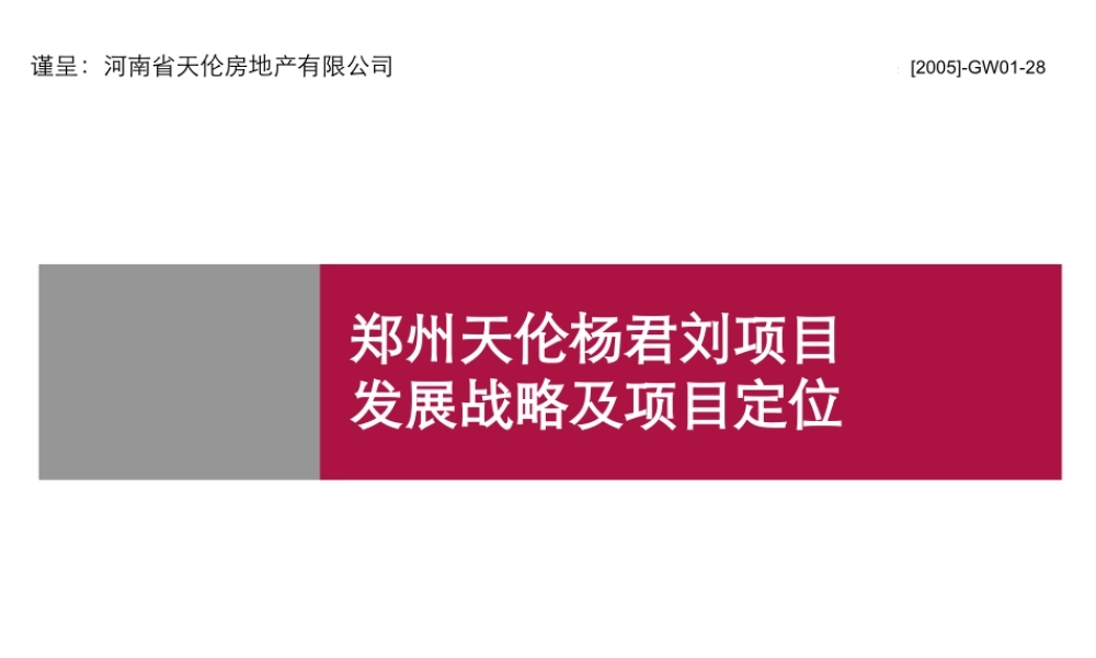 天伦琥珀名城项目整体定位与发展战略研究