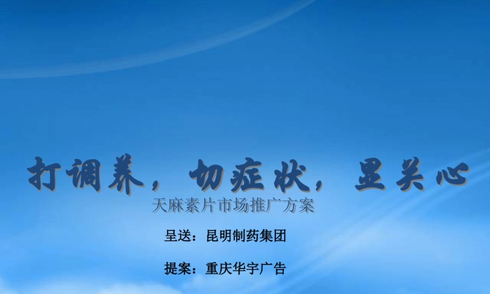 天麻素推广全案策略