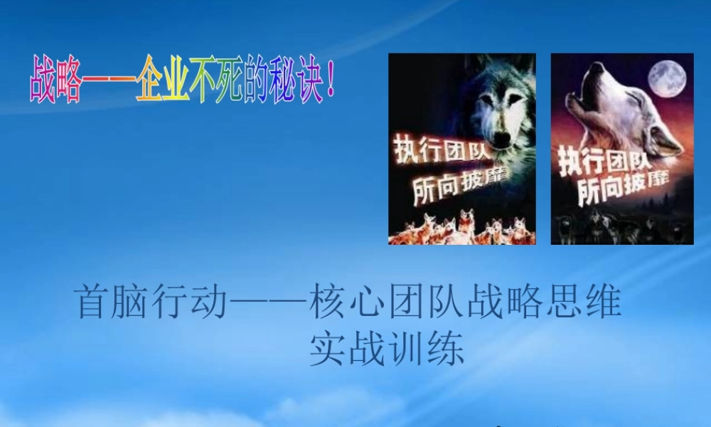 某公司核心团队战略思维实战训练课件