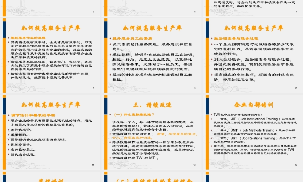 服务运营管理第十二章服务生产率与持续改进