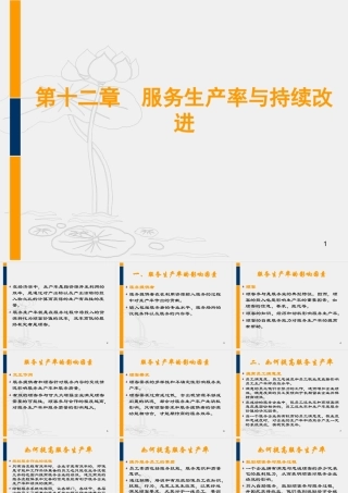 服务运营管理第十二章服务生产率与持续改进