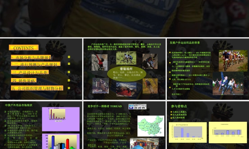 某公司户外运动装品牌策划案