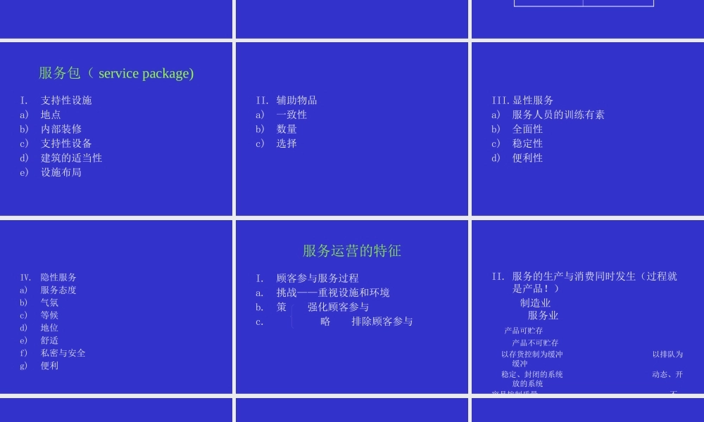 服务运作管理概念和相关特征培训