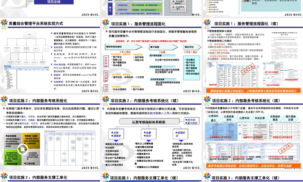 服务质量综合管理平台,实现服务信息化支撑运营