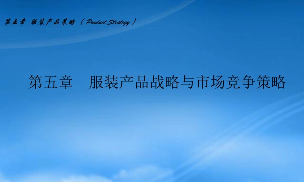 服装产品战略与市场竞争策略讲义课件