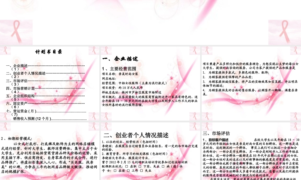 服装创业计划书