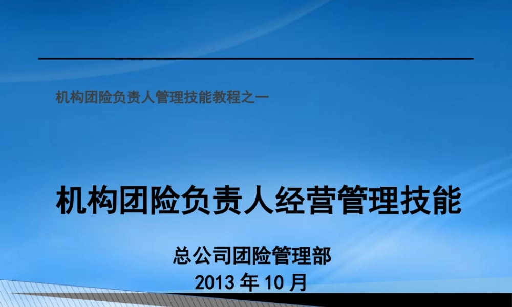 某公司机构团险负责人经营管理技能概述