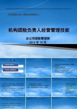 某公司机构团险负责人经营管理技能概述