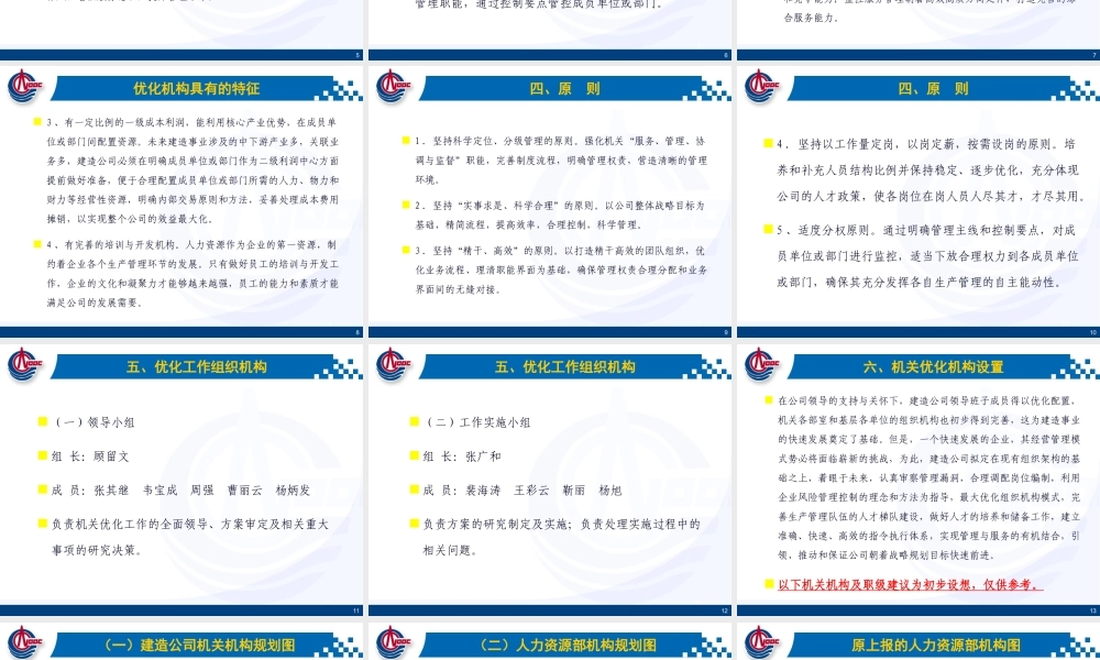 某公司机关部室组织机构优化调整方案