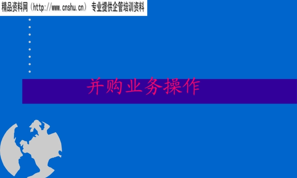 服装行业并购业务操作实务