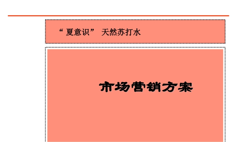 天然苏打水新产品营销全案