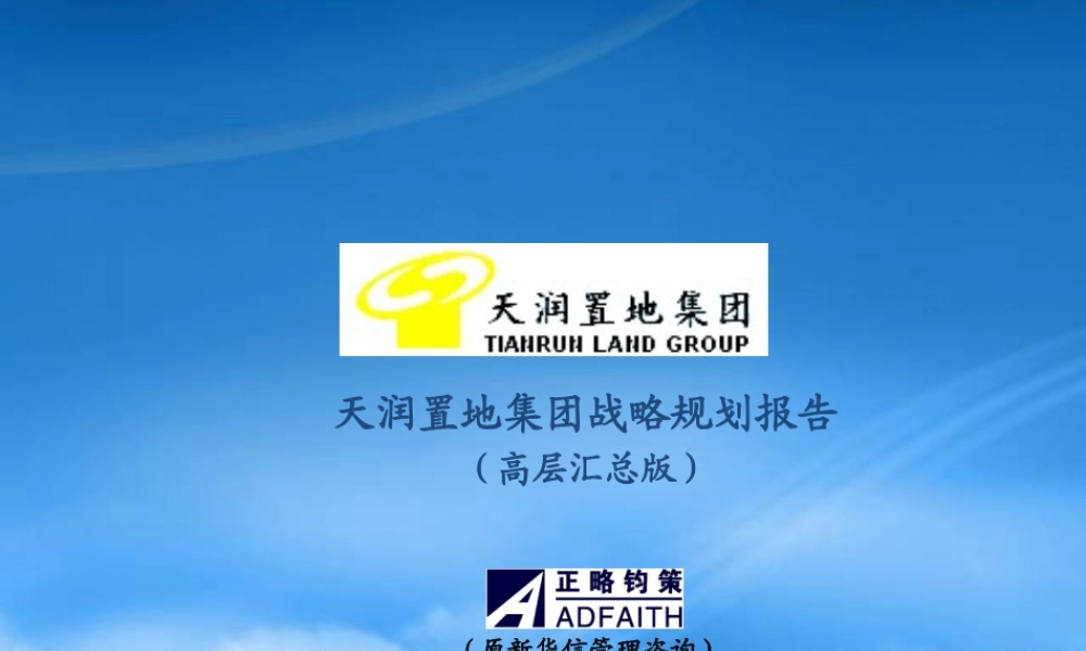 天润置地集团战略规划报告_正略钧策_147PPT_XXXX年