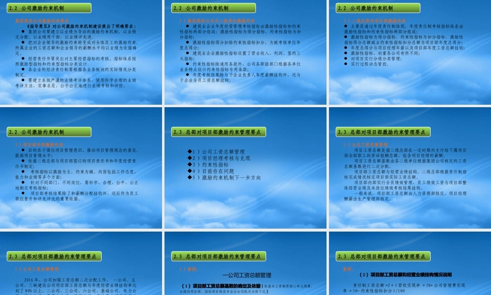 某公司激励约束和项目管理培训教材