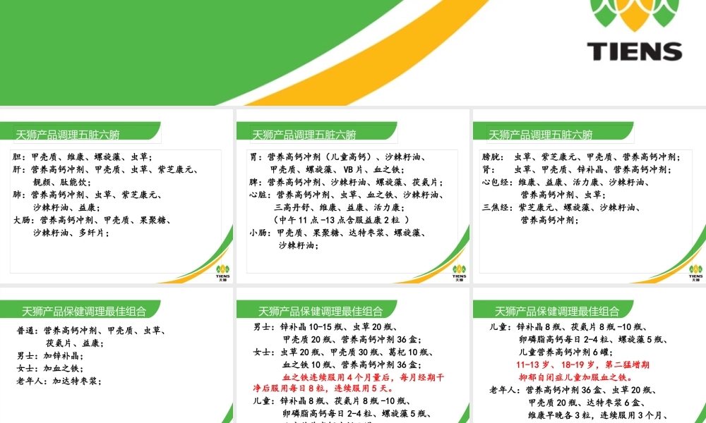 天狮产品保健调理实用配伍