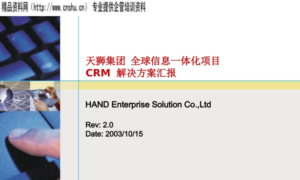 天狮集团全球信息一体化项目建议方案